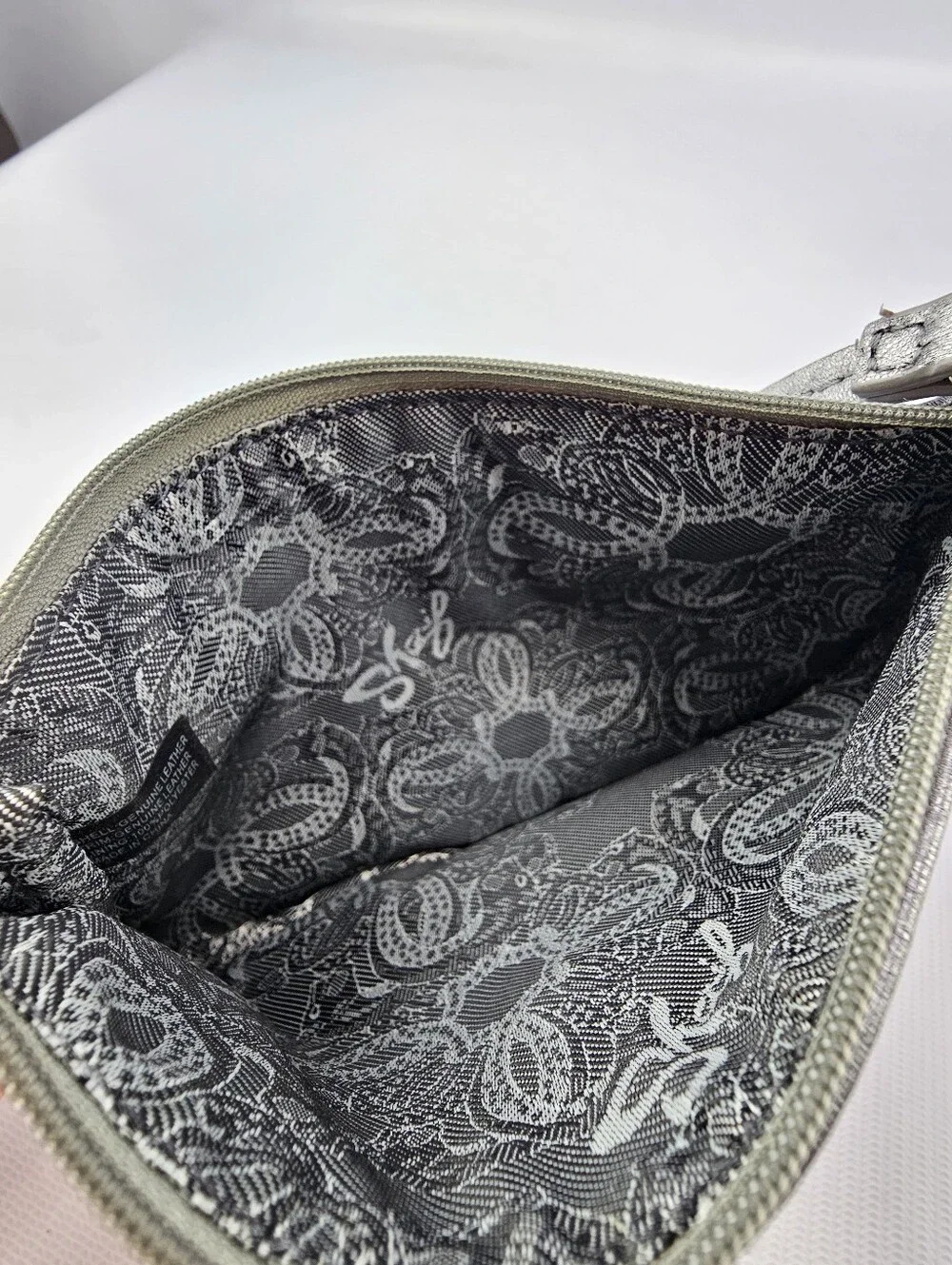 Sharif Metallic Pewter/Silver Leather Wristlet Clutch